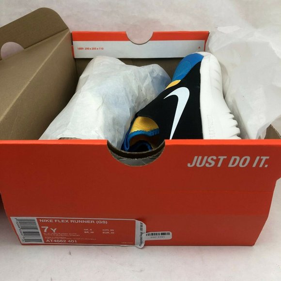 Nike Flex Runner Sneakers AT4662-401 Blue/Yellow - Picture 7 of 11